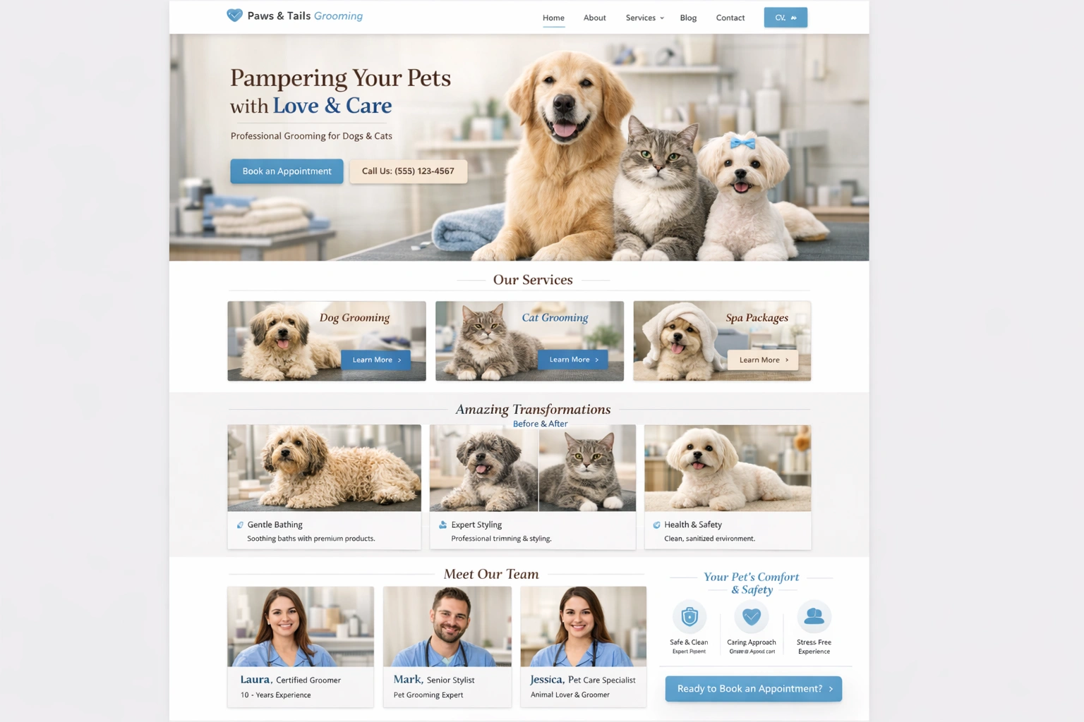 Paws & Tails Grooming website