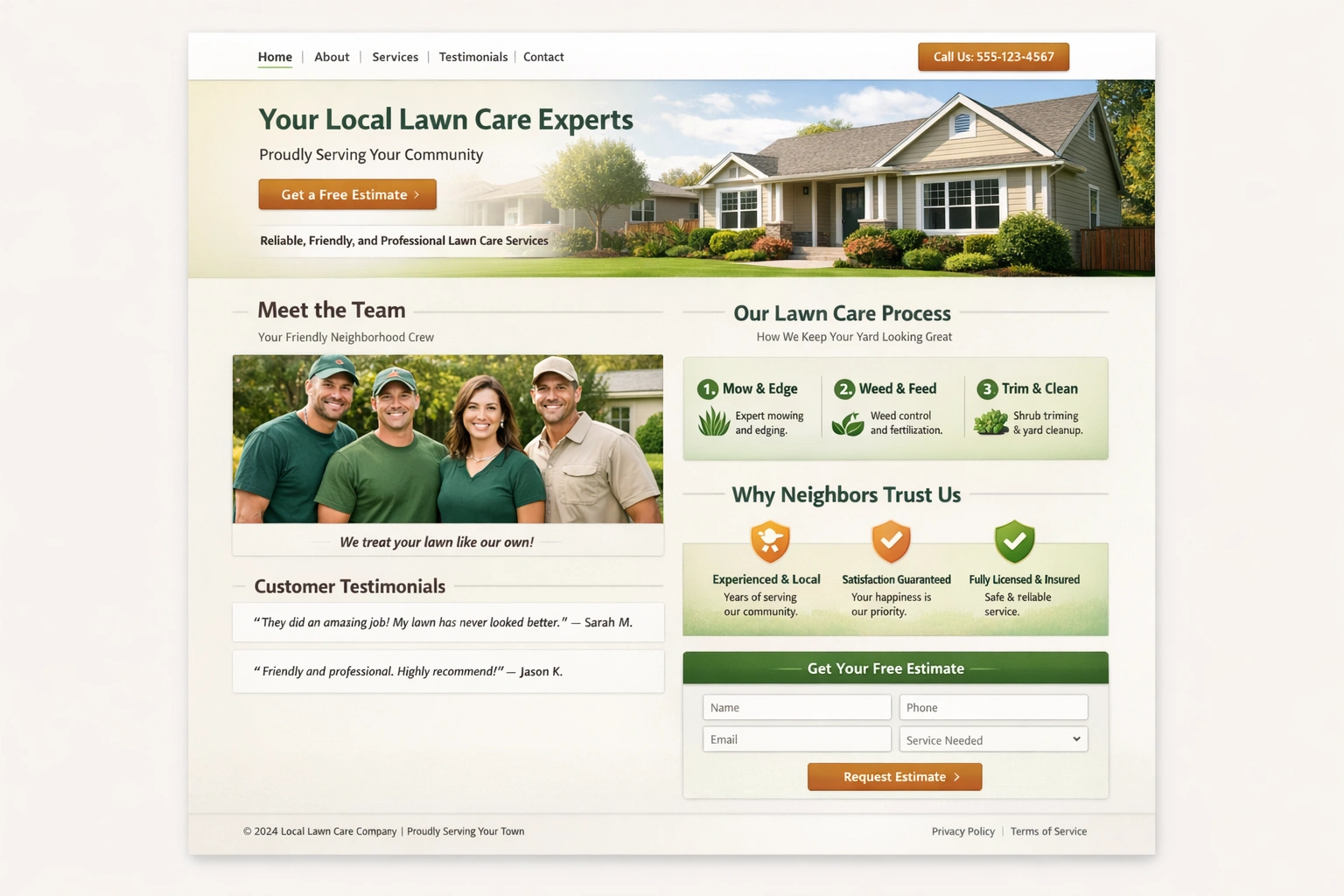 Local Lawn Care website