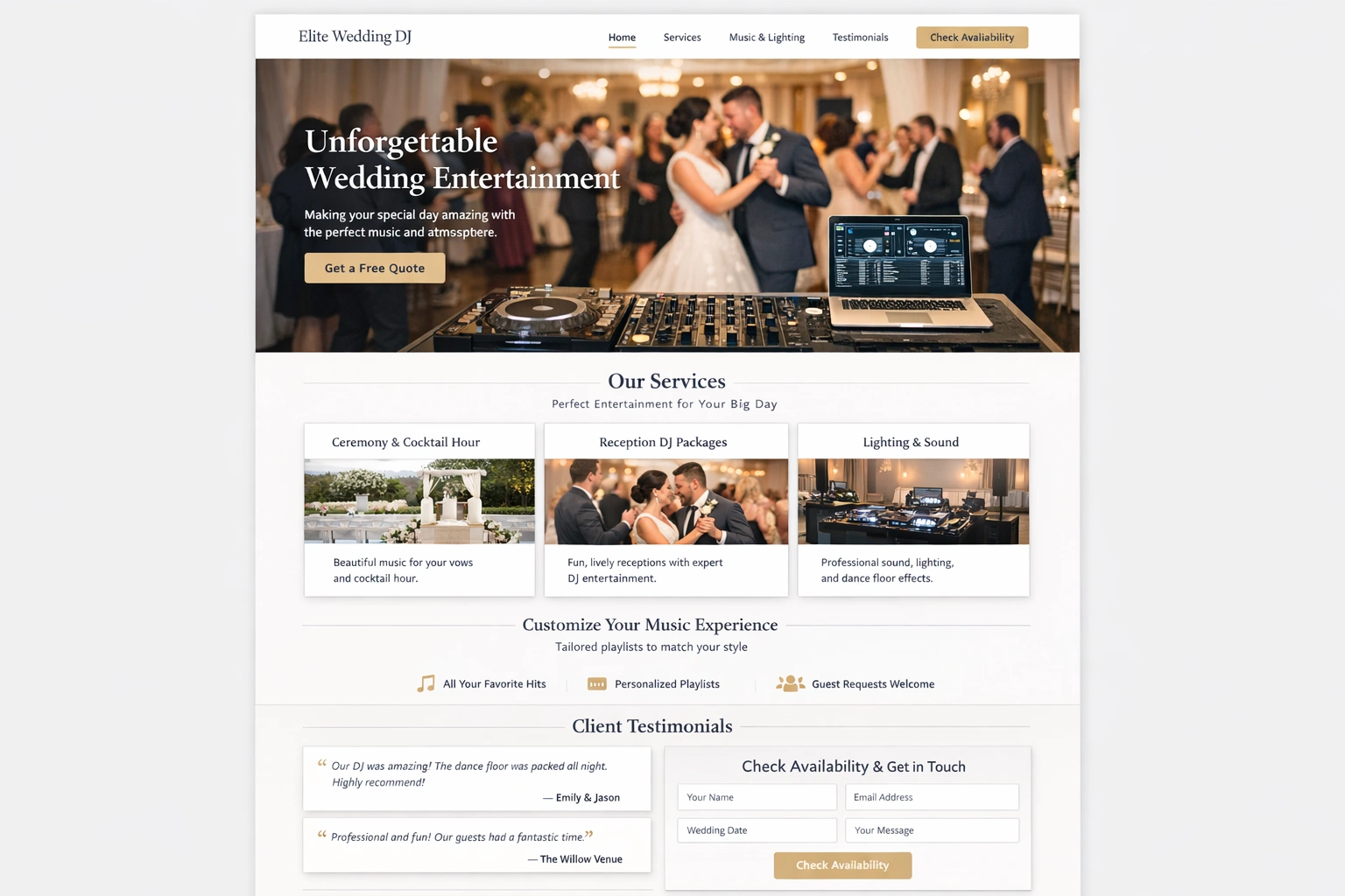 Elite Wedding DJ website