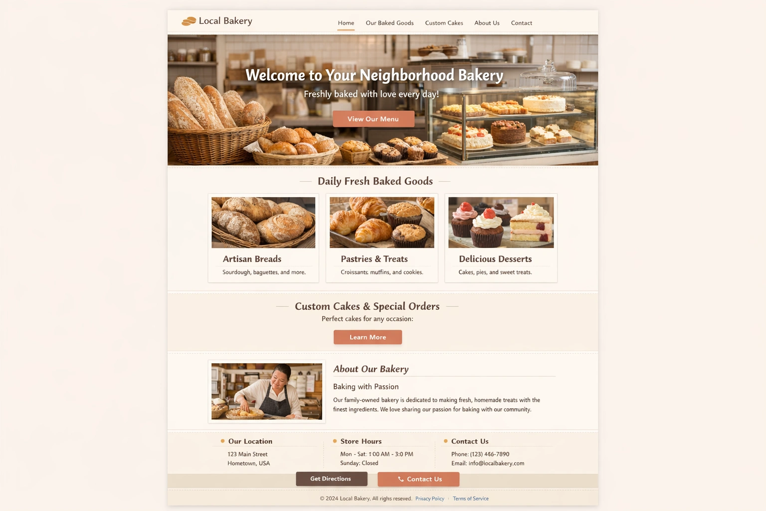 Local Bakery website
