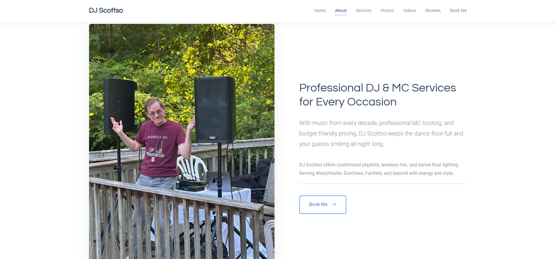 DJ Scottso website homepage designed by Toohey Services
