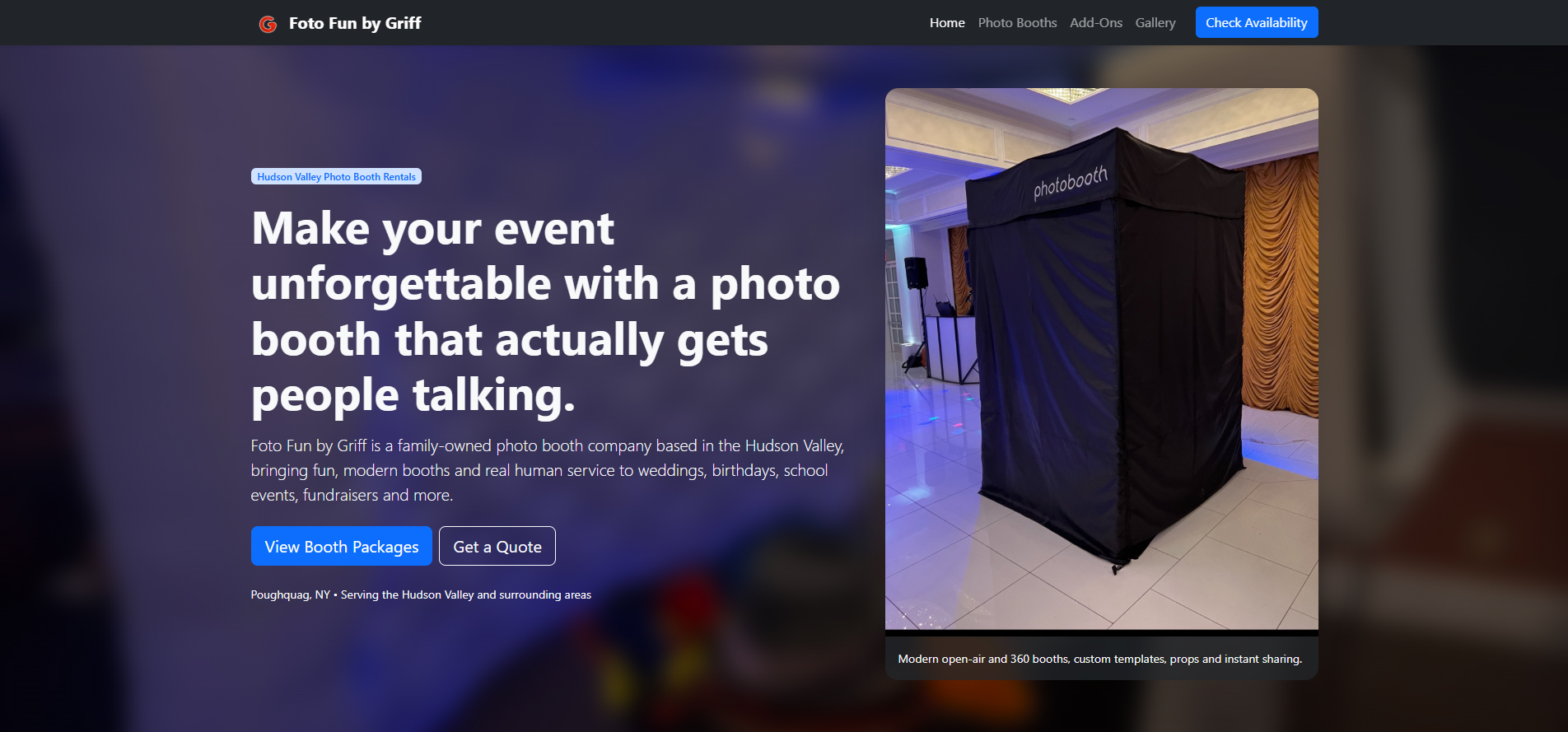 Foto Fun by Griff website homepage designed by Toohey Services