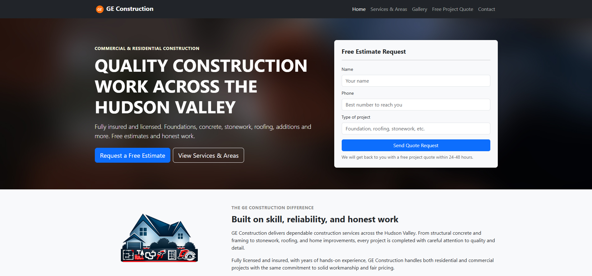GE Construction website homepage designed by Toohey Services